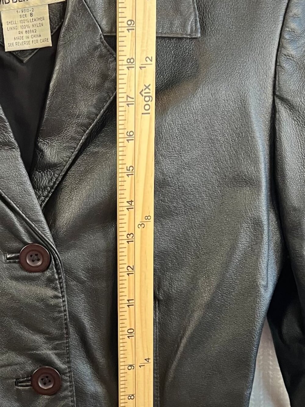 Vintage David Benjamin Fitted Black Leather Blazer size 8 - Picture 4 of 6